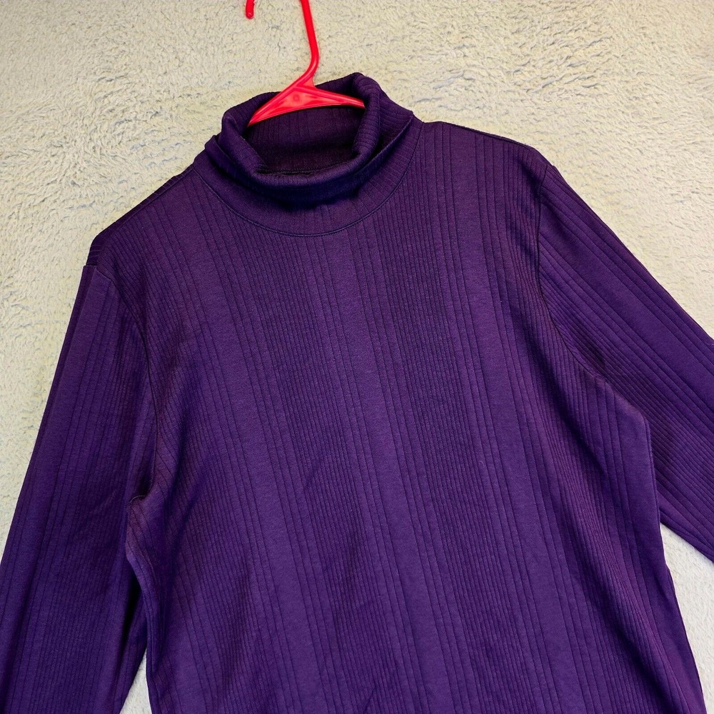 Claiborne Sweater Womens M Purple‎ Mock Neck Ribbed Knit Preppy Cabincore Formal